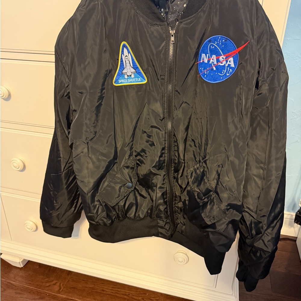 Spirit Halloween Black Bomber Astronaut Jacket